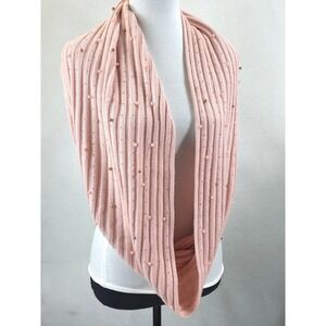 New York & Company Infinity Scarf Pearl Studded Pink Women OS Coquette 27x12